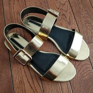 Zara Gold Flat Sandals